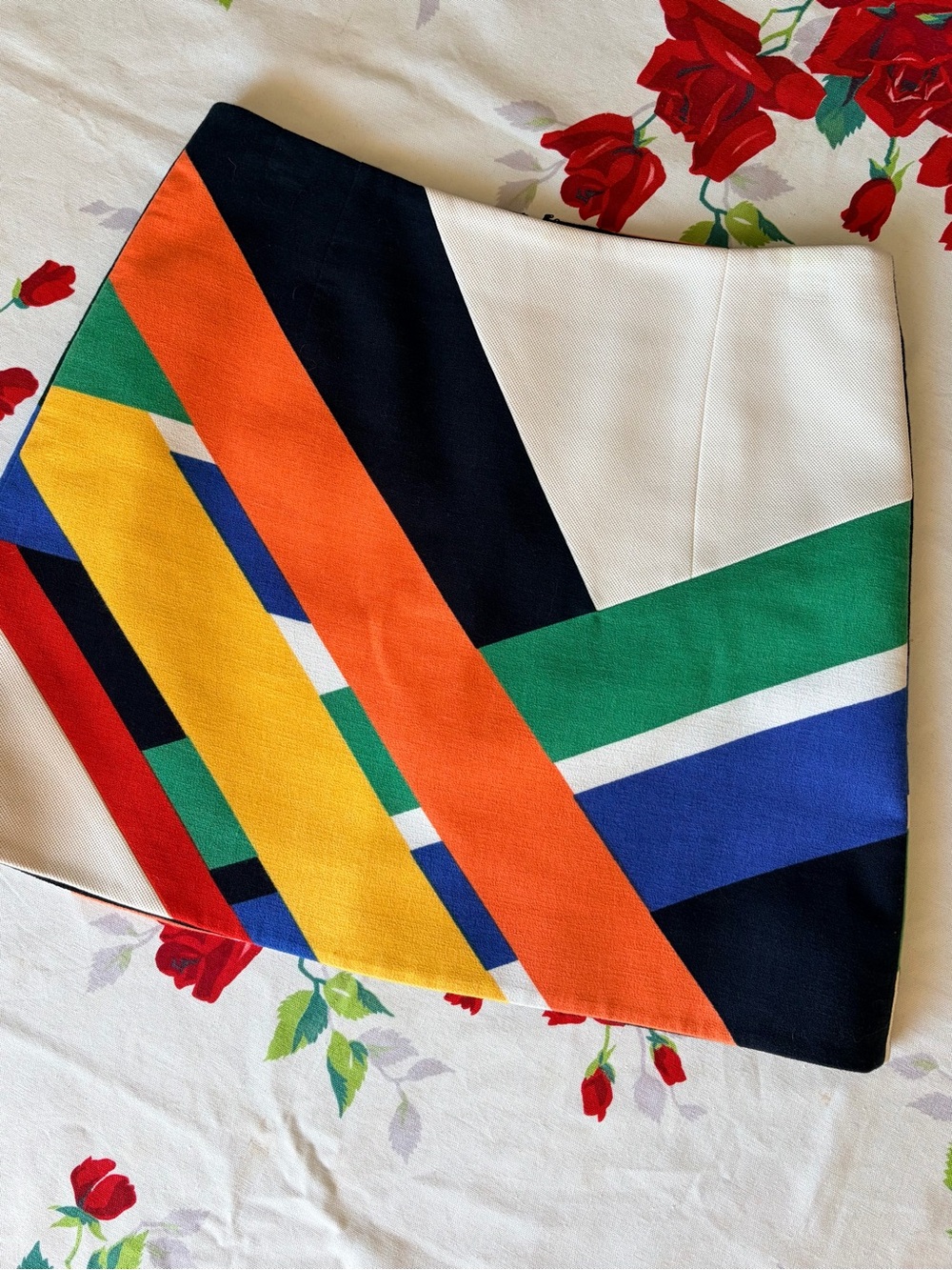 Tibi White Multi Colorblock Striped Mini Skirt